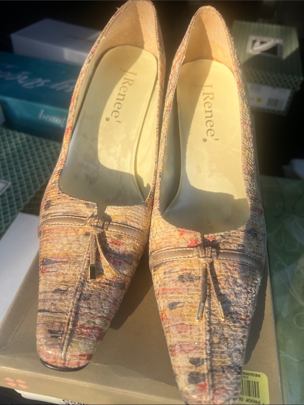 J.Renee Multicolor Textured Pointed-Toe Pumps with Tassel